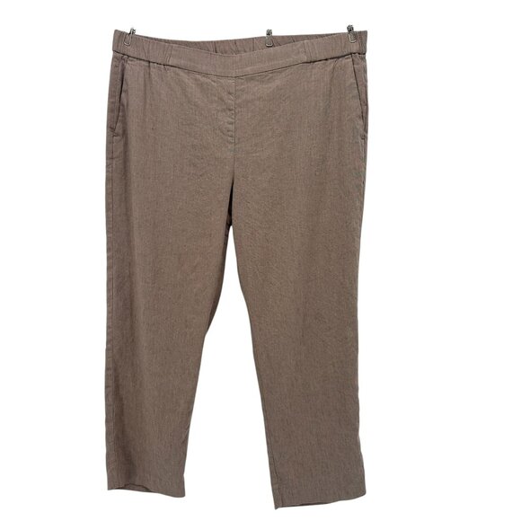 J. Jill Linen Stretch Womens PL Petite Large Pants Pull On Linen Ankle Tan - Picture 1 of 9